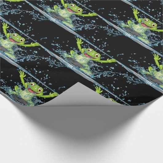 Springen von Fröschen in Wasserschrott Geschenkpapier (Ecke)