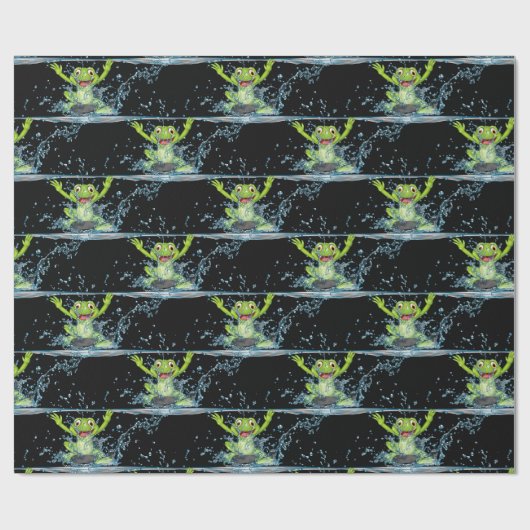 Springen von Fröschen in Wasserschrott Geschenkpapier (Flach)
