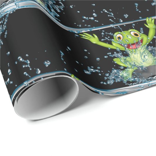 Springen von Fröschen in Wasserschrott Geschenkpapier (Rolleneckpunkt)