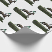 Springen von Horse Jockey im Grünbuch Geschenkpapier (Ecke)