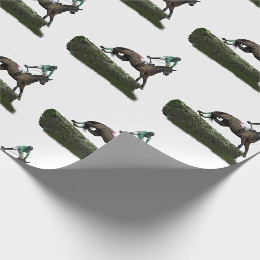 Springen von Horse Jockey im Grünbuch Geschenkpapier (Ecke)