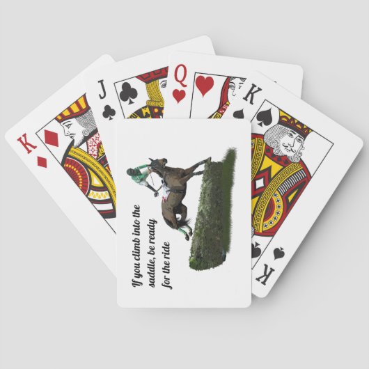 Springen von Horse Jockey in grünen Spielkarten (Rückseite)