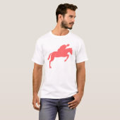 Springen von Pferden - tropisches Rosa T-Shirt (Vorne ganz)