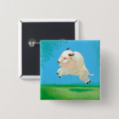 Springenbisonmalerei des weißen Büffelkunstspaßes Button (Vorne & Hinten)