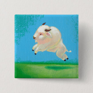 Springenbisonmalerei des weißen Büffelkunstspaßes Button