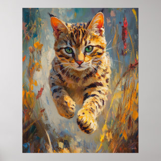Springende Bengal-Katze Kunst Poster
