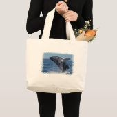 Springende Buckel-Wal-Leinwand-Tasche Jumbo Stoffbeutel (Vorderseite (Produkt))