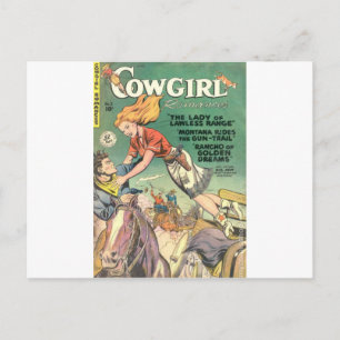Springende Cowgirl Postkarte