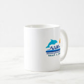Springende Delfine Strand Illustration Texturierte Kaffeetasse (VorderseiteRechts)