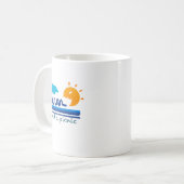 Springende Delfine Strand Illustration Texturierte Kaffeetasse (Vorderseite Links)