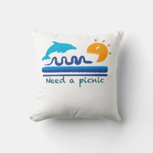 Springende Delfine Strand Illustration Texturierte Kissen