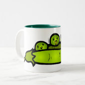 Springende Erbsen-Gekritzel-Kunst-Tasse Zweifarbige Tasse (Vorderseite Links)