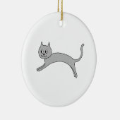 Springende graue Katze Keramik Ornament (Rechts)