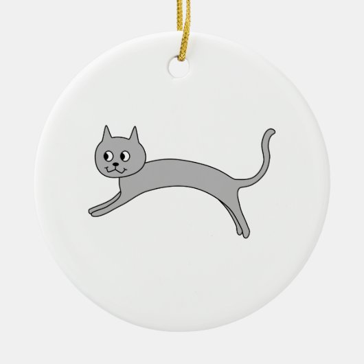 Springende graue Katze Keramik Ornament (Vorne)