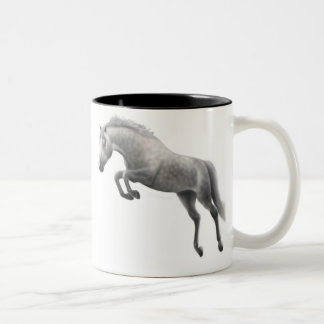 Springende graue PferdeTasse Zweifarbige Tasse