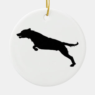 Springende Hund-Silhouette Keramik Ornament
