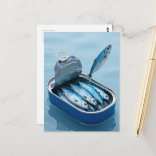 Springende Sardinen aus der Dose  Postkarte