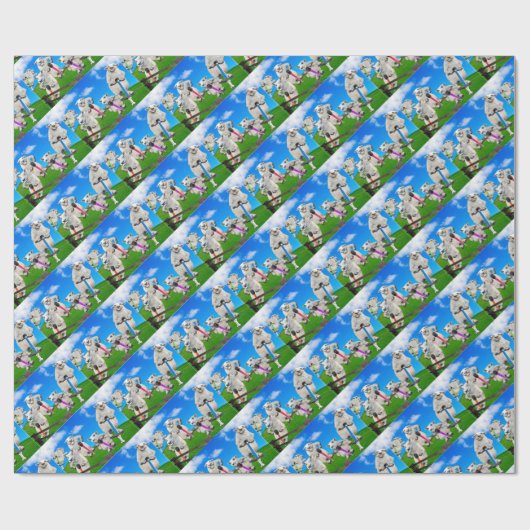 Springende Schafe Geschenkpapier (Flach)
