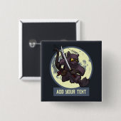 Springende schwarze Katzen-Ninja-Alternative-Tierk Button (Vorne & Hinten)
