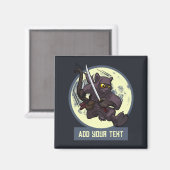 Springende schwarze Katzen-Ninja-Alternative-Tierk Magnet (Vorderseite/Rückseite)