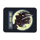 Springende schwarze Katzen-Ninja-Alternative-Tierk Magnet (Horizontal)