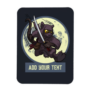Springende schwarze Katzen-Ninja-Alternative-Tierk Magnet