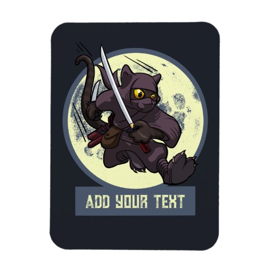 Springende schwarze Katzen-Ninja-Alternative-Tierk Magnet (Vertikal)