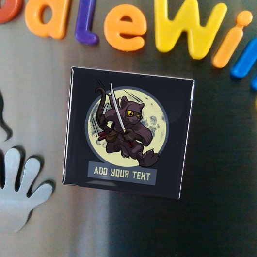 Springende schwarze Katzen-Ninja-Alternative-Tierk Magnet