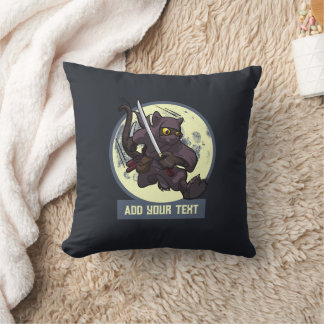 Springende schwarze Katzen-Ninja-Individualtext-Ti Kissen