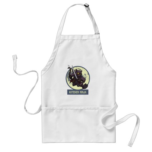 Springende schwarze Katzenküchen-Ninja-Tiergrafik Schürze (Vorne)