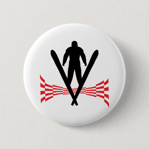 springende Skifahrenikone des Skispringers Button
