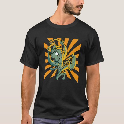 Springender Affe Karate T-Shirt (Vorderseite)