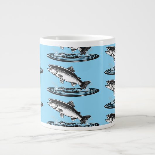springender atlantischer Lachs Jumbo-Tasse (Vorderseite)