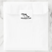 springender atlantischer Lachs Quadratischer Aufkleber (Tasche)