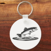 springender atlantischer Lachs Schlüsselanhänger (Rückseite)