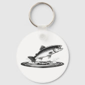 springender atlantischer Lachs Schlüsselanhänger (Rückseite)