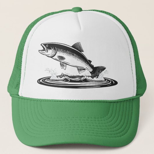springender atlantischer Lachs Truckerkappe (Vorderseite)
