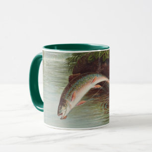 Springender Bachforelle von S.A. Kilbourne Vintage Tasse