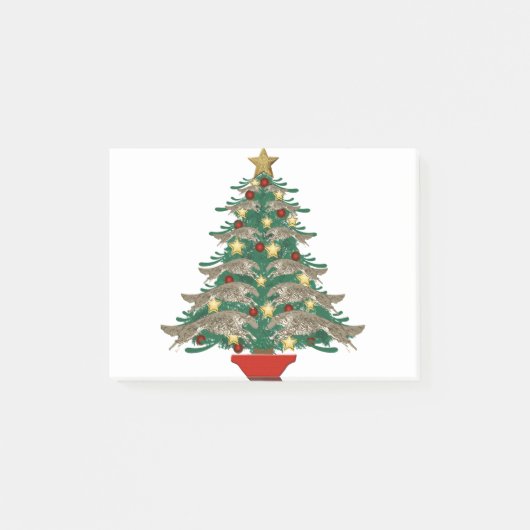 Springender Borzoi-Christbaum Post-it Klebezettel (Vorderseite)