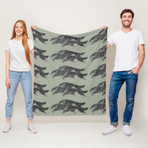 Springender Borzoi-Fliesen-Decke Fleecedecke