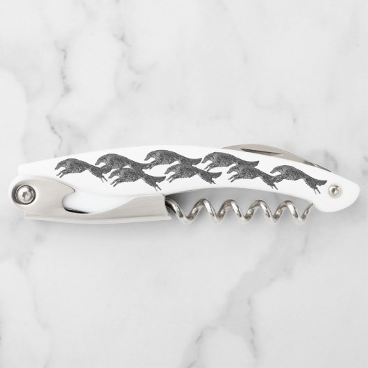 Springender Borzoi-Korkenzieher Kellnermesser (Vorderseite)