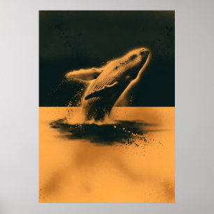 Springender Buckelwal Bernstein-Ozean-Kunst Poster