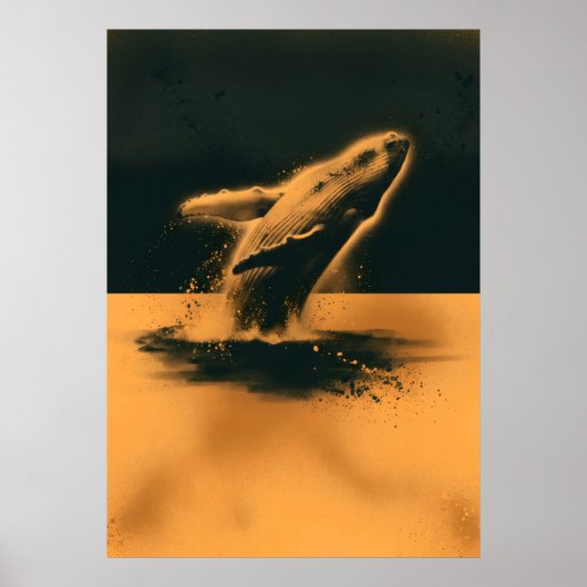 Springender Buckelwal Bernstein-Ozean-Kunst Poster (Vorne)