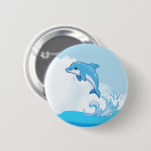 Springender Delfin Ozean Abenteuer Button (Vorne & Hinten)