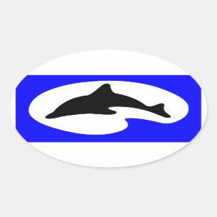Springender Delfin Vintage-Taucher-Aufkleber Ovaler Aufkleber