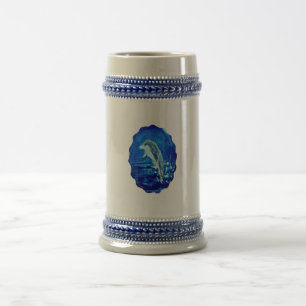 Springender Delphin Blaues Meer Tier Bierglas