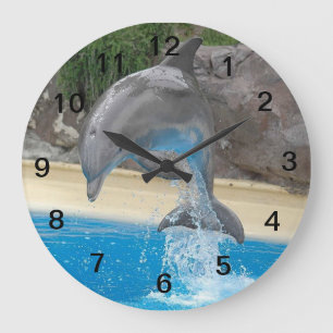 Springender Delphin Große Wanduhr