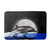 Springender Delphin und Mond Badematte (Vorderseite)