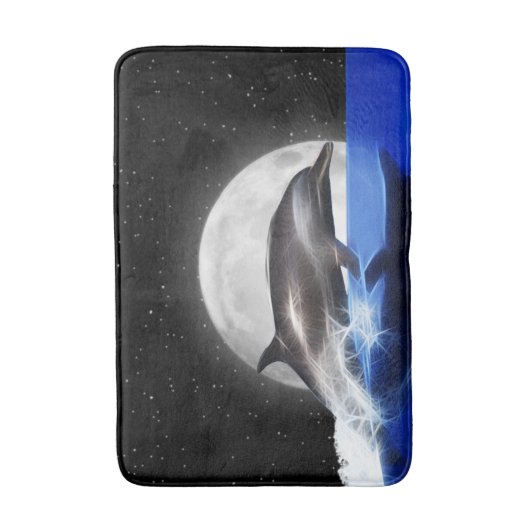 Springender Delphin und Mond Badematte (Vorderseite Vertikal)