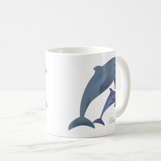 Springender Delphinillustrationsname Kaffeetasse (VorderseiteRechts)
